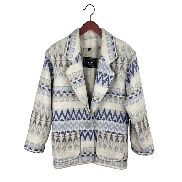 VTG Express Southwestern Wool-Blend Blazer Coat - Picture 1 of 7